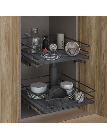 Paniers A Fond Solide Chromé  À Fermeture Douce.  - Rangement De Cuisine En Ligne