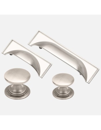 Collection Windsor Poignées Coquille Et Boutons Assortis En Nickel Brossé 2