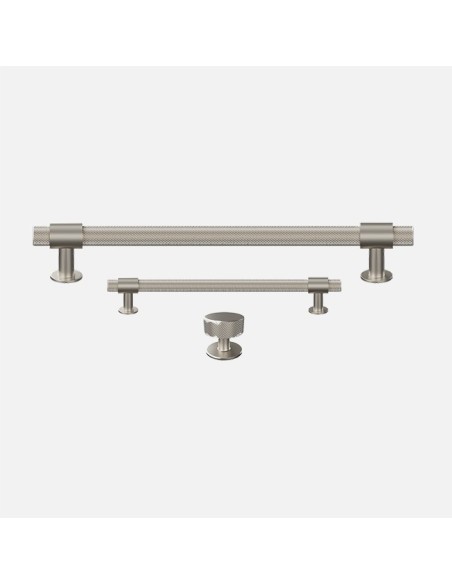 Poignée Barre Et Bouton System Moletés En Nickel Brosse