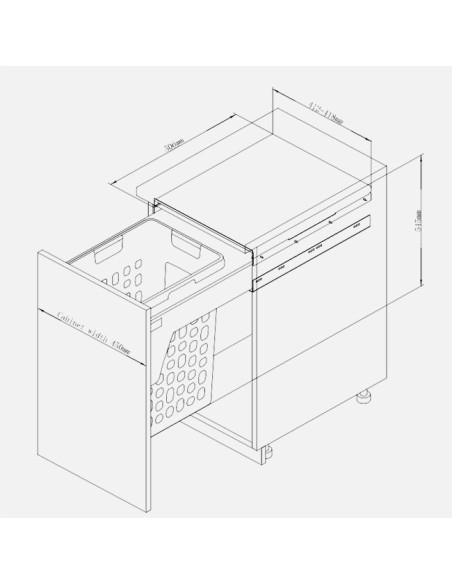 Panier À Linge Intégré Coulissant  Pour Meuble De 450 mm