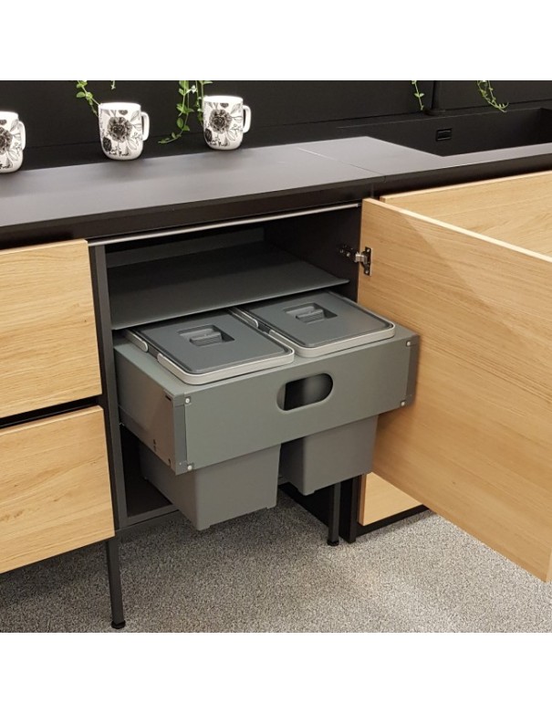 Poubelle Sous Évier Elletipi Pour Meuble De 600 mm - 2 Bacs, 36 L - Poubelles Coulissantes