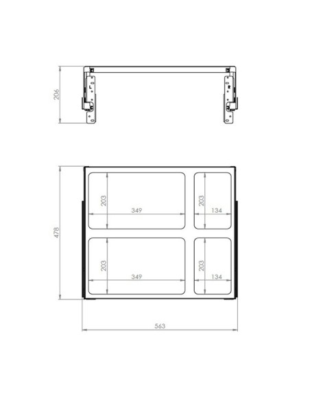 Poubelle Elletipi Coulissante Pour Meuble De 600 mm - Jumbo 4 Bacs, 86 L