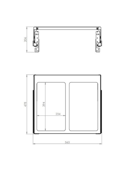 Poubelle Elletipi Coulissante Pour Meuble De 600 mm - 2 Bacs, 84 L