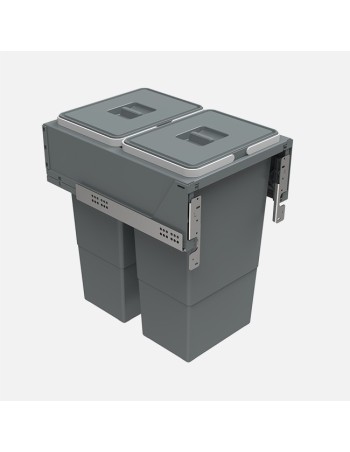 Poubelle Coulissante Pour Meuble De 400 mm - 2 Bacs, 58 L - Poubelles Extractibles 2