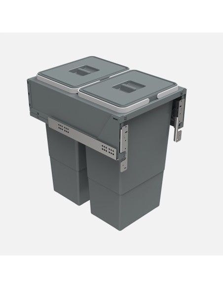 Poubelle Coulissante Pour Meuble De 400 mm - 2 Bacs, 58 L - Poubelles Extractibles