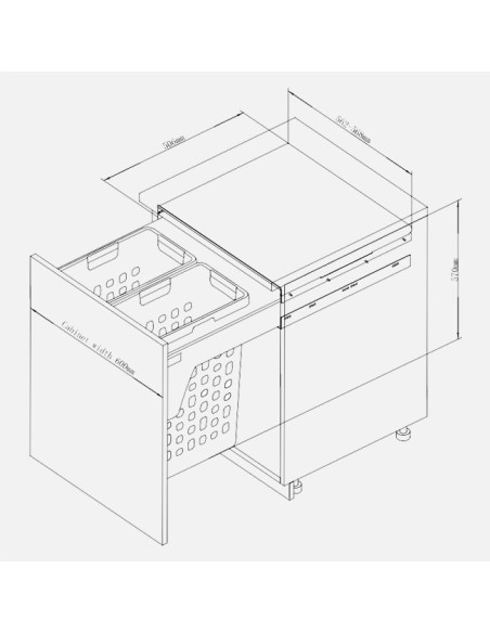 Panier À Linge Intégré Coulissant  Pour Meuble De 600 mm