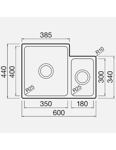 Evier Sous-Plan Salsa 1,5 Bacs En Cuivre Pvd