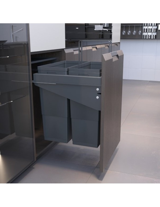 Poubelle Intégrée Coulissante À Fermeture Douce 60 L Pour Meubles De 450/500 mm