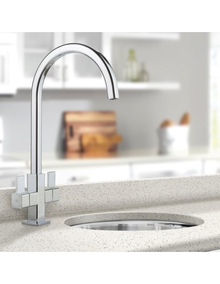 Robinet Cherika Carré En Chrome | Robinet De Cuisine Design Carré