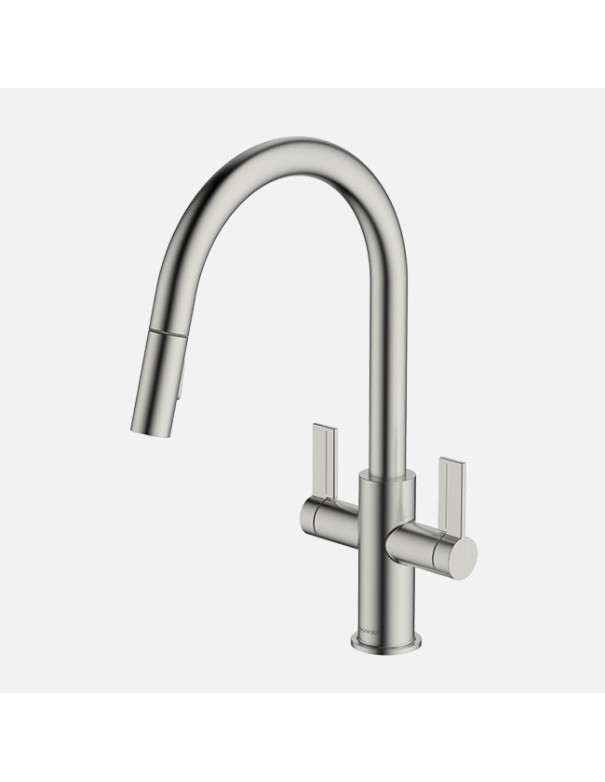 Robinet Clearwater Kira Double Levier Douchette Extractible Nickel (Pvd)