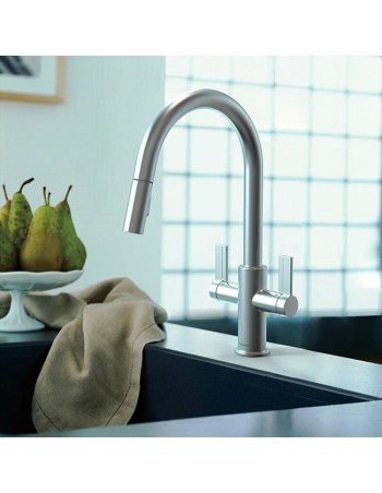 Robinet Clearwater Kira Double Levier Douchette Extractible Nickel (Pvd) 2