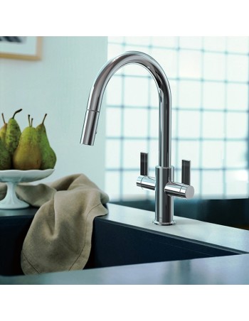 Robinet Clearwater Kira Chrome Double Levier Et Douchette Extractible 2