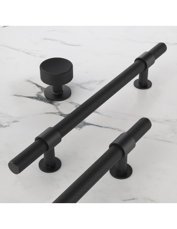Poignée Barre Et Bouton System Moletés Noirs