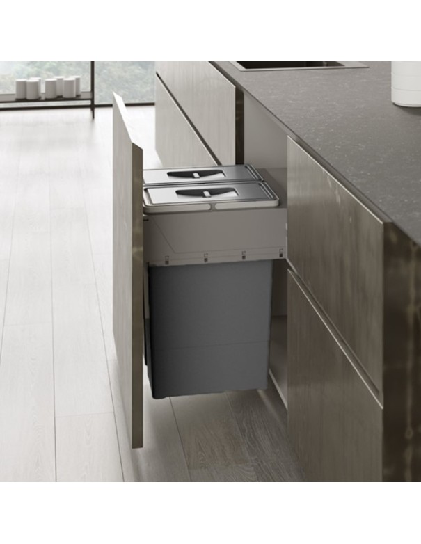 Poubelle Coulissante Pour Meuble De 400 mm - 2 Bacs, 58 L - Poubelles Extractibles
