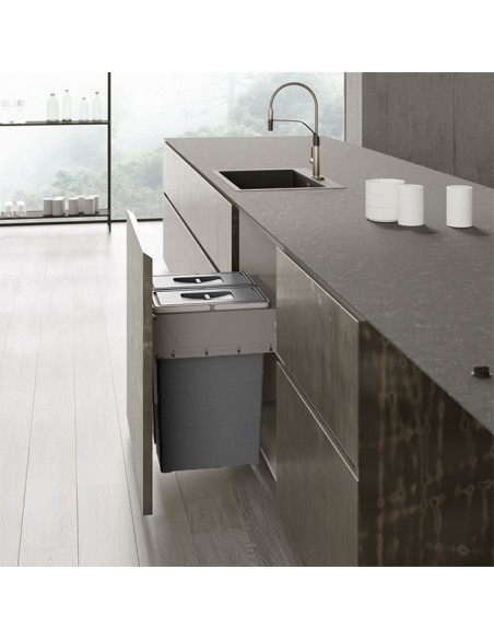 Poubelle Coulissante Pour Meuble De 400 mm - 2 Bacs, 58 L - Poubelles Extractibles