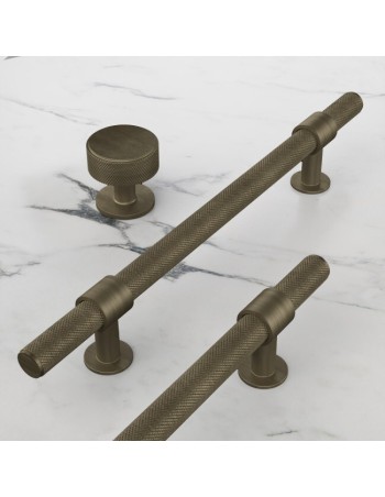Poignée Barre Et Bouton System Moletés Bronze