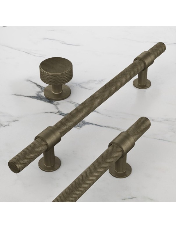 Poignée Barre Et Bouton System Moletés Bronze