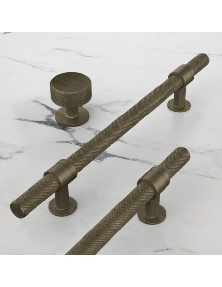 Poignée Barre Et Bouton System Moletés Bronze