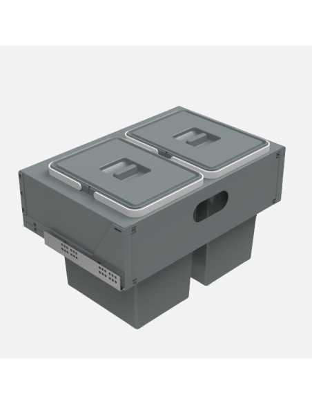 Poubelle Sous Évier Elletipi Pour Meuble De 600 mm - 2 Bacs, 36 L - Poubelles Coulissantes
