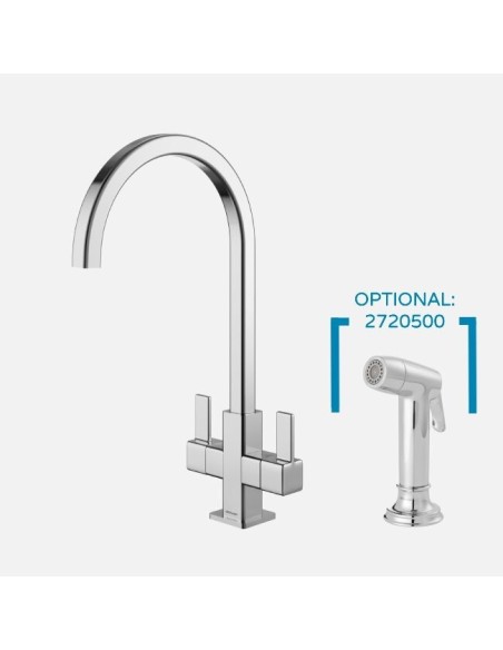 Robinet Cherika Carré En Chrome | Robinet De Cuisine Design Carré