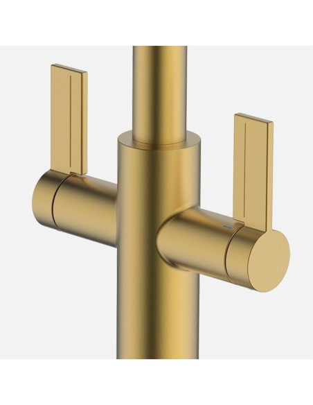 Robinet Clearwater Kira Avec Double Levier Et Douchette Extractible Laiton Satiné