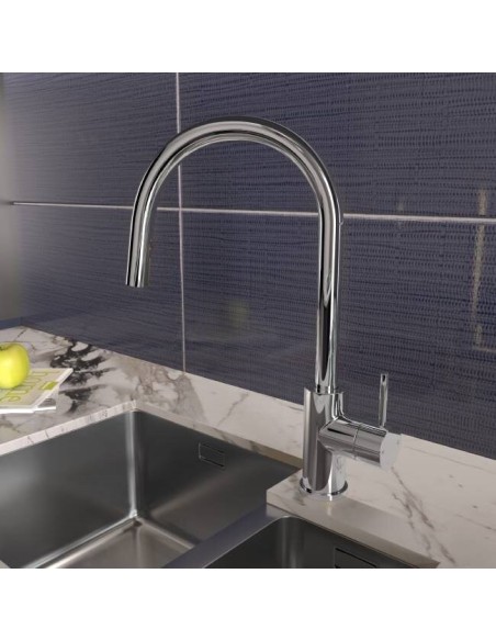 Robinet De Cuisine Tuscany Levier Latéral Et Douchette Extractible Chrome
