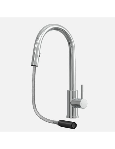 Robinet De Cuisine Tuscany Levier Latéral Et Douchette Extractible Chrome