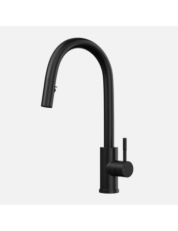 Robinet De Cuisine Tuscany Levier Latéral Et Douchette Extractible Noir Mat