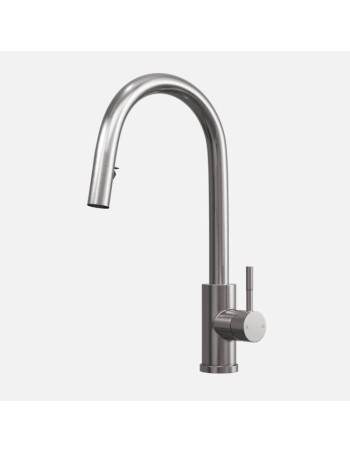 Robinet De Cuisine Tuscany Levier Latéral Et Douchette Extractible Nickel Brossé