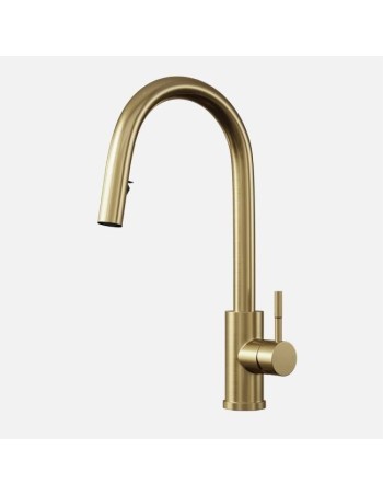 Robinet De Cuisine Tuscany Levier Latéral Et Douchette Extractible Laiton Mat