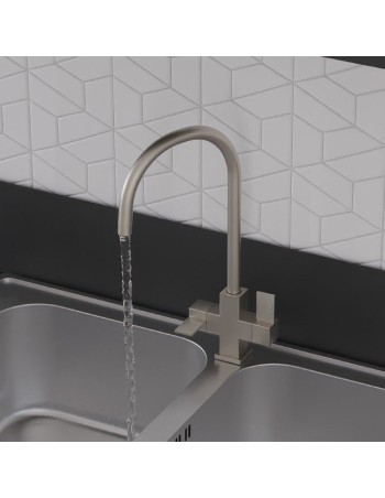 Robinet Cherika Carré Nickel Brossé - Robinet De Cuisine Design Carré 2