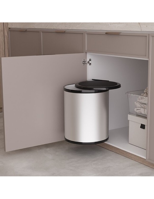 Poubelle Ronde Chromée 14 Litres - Poubelle De Cuisine En Ligne