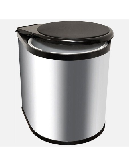 Poubelle Ronde Chromée 14 Litres - Poubelle De Cuisine En Ligne