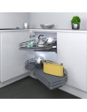 Meuble D’Angle Cuisine Inoxa Forme Haricot Avec Base Gris Foncé