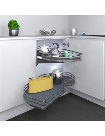 Meuble D’Angle Cuisine Inoxa Forme Haricot Avec Base Gris Foncé 2