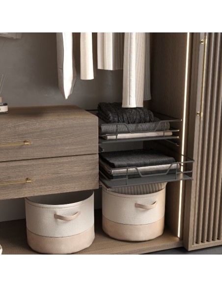 Paniers A Fond Solide Chromé  À Fermeture Douce.  - Rangement De Cuisine En Ligne
