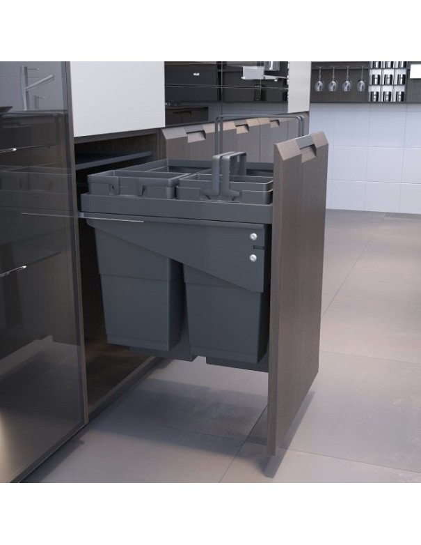 Poubelle Coulissante À Fermeture Douce 78 L Pour Meuble De 600 mm