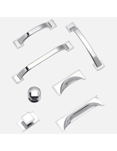 Collection moderne de poignées et boutons en chrome