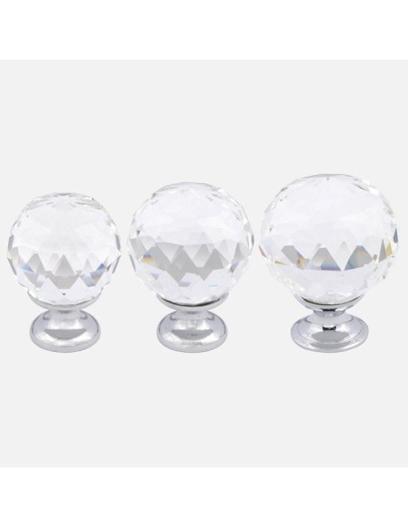 Bouton De Meuble En Cristal Avec Base Chrome