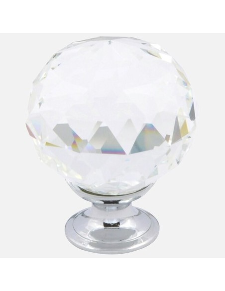 Bouton De Meuble En Cristal Avec Base Chrome