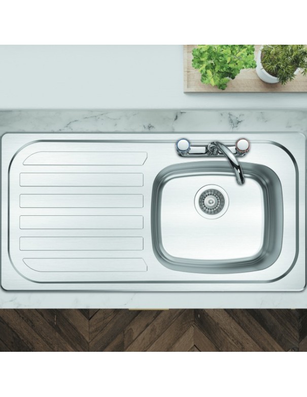 Évier Clearwater En Inox À Cuve Unique Avec Deux Trous Pour Robinet