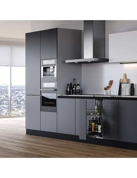 Étagère À Épices Coulissante Titane 150 Mm - Fermeture Douce Rangement Latéral