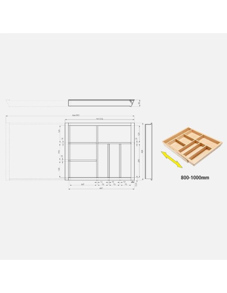 Range-Couverts En Bois Extensible - Organisateur De Tiroir De Cuisine