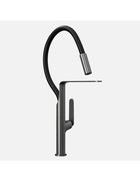 Mitigeur Effe Gris Foncé Bec Flexible Extractible - Mitigeur De Cuisine