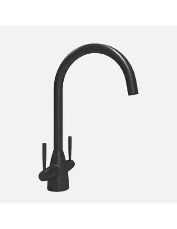 Mitigeur Ivy Noir Col De Cygne Double Levier - Mitigeur De Cuisine