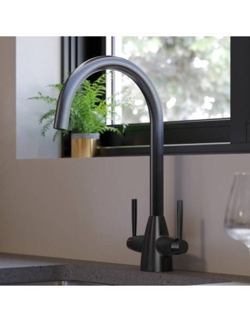 Mitigeur Ivy Noir Col De Cygne Double Levier - Mitigeur De Cuisine 2