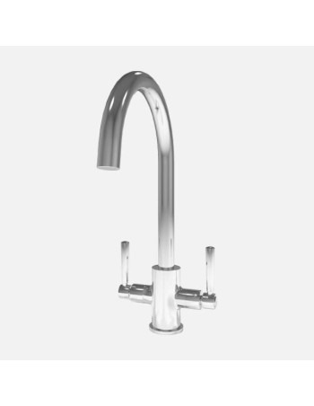 Mitigeur De Cuisine Double Levier Noa A Col De Cygne Chrome - Robinet De Cuisine Double Levier