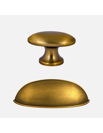 Poignée Coquille Et Bouton Ovale Monza Modernes Finition Bronze 2