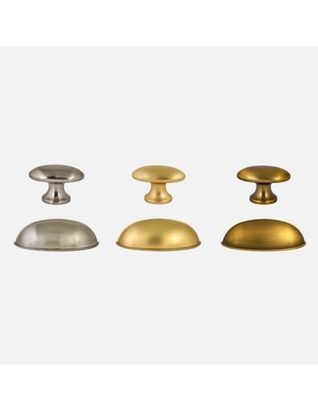 Poignée Coquille Et Bouton Ovale Monza Modernes Finition Bronze