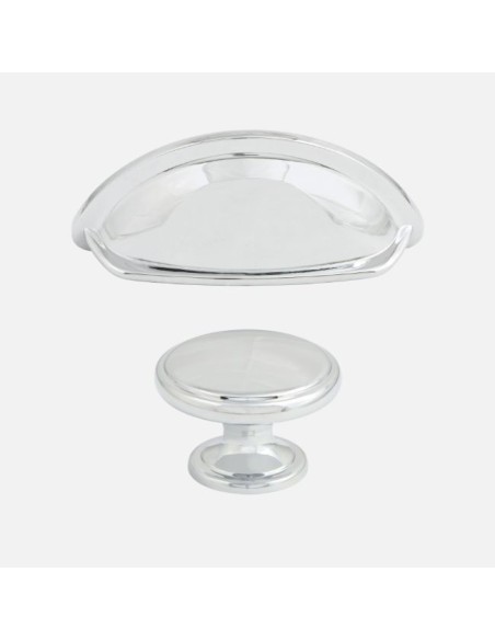 Oxford Poignées Coquille Et Boutons En Laiton Chrome Accessoires Cuisine